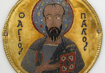 Gold medallion with Saint Paul from a Byzantine icon frame, c. 1100. Metropolitan Museum of Art. Public Domain.