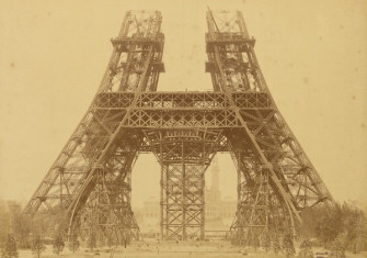 Construction between the first and second levels of the Eiffel Tower, by Louis-Émile Durandelle, 15 May 1888. J. Paul Getty Museum, Los Angeles. Public Domain.