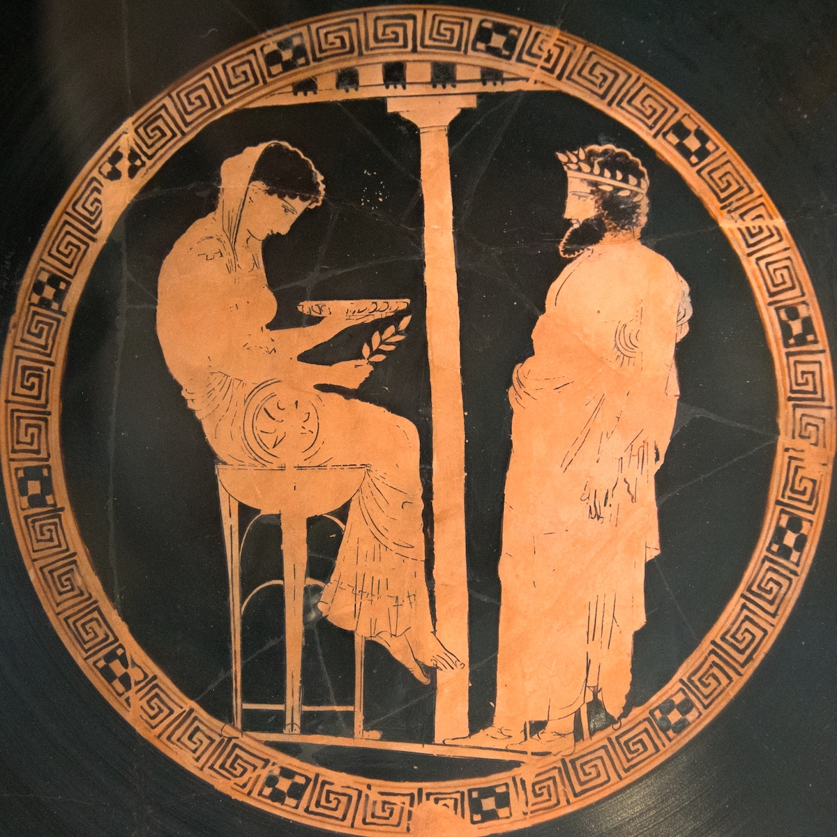 King Aigeus in front of the Oracle of Delphi, c. 440-430 BC. Zde (CC BY-SA 4.0). King Aigeus in front of the Oracle of Delphi, c. 440-430 BC. Zde (CC BY-SA 4.0).