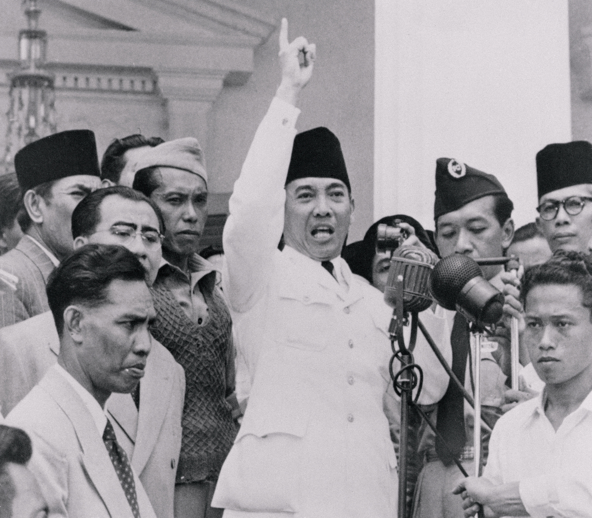 Sukarno addresses a rally in Makassar, 1940. Bettmann/Getty Images. Sukarno addresses a rally in Makassar, 1940. Bettmann/Getty Images.