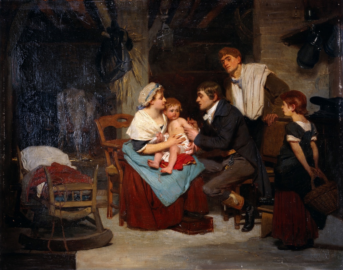 Edward Jenner vaccinating a boy, oil painting by E.E. Hillemacher, 1884. Wellcome Collection. Public Domain. Edward Jenner vaccinating a boy, oil painting by E.E. Hillemacher, 1884. Wellcome Collection. Public Domain.