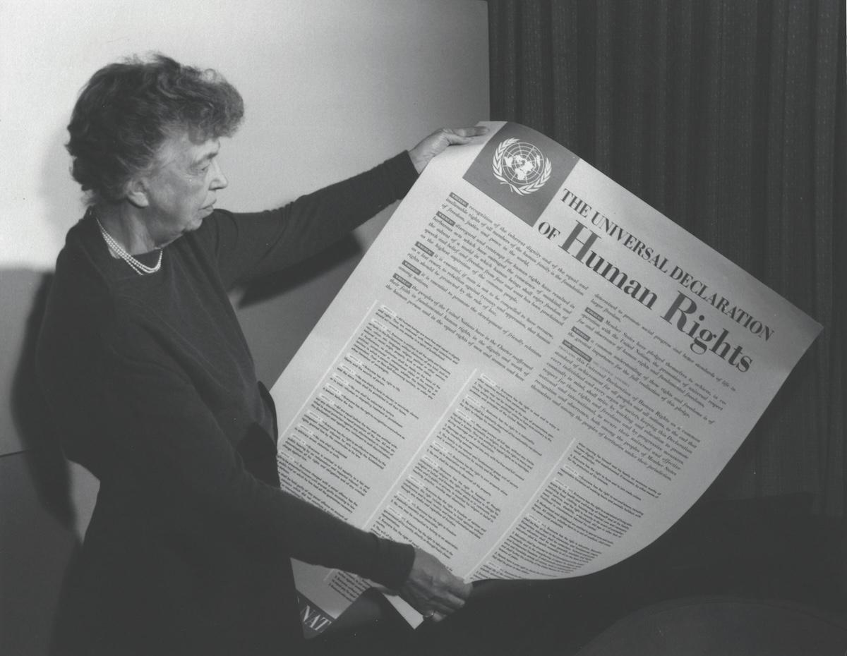 Eleanor Roosevelt and the UN Declaration of Human Rights, 1949. FDR Presidential Library/NARA. Eleanor Roosevelt and the UN Declaration of Human Rights, 1949. FDR Presidential Library/NARA.